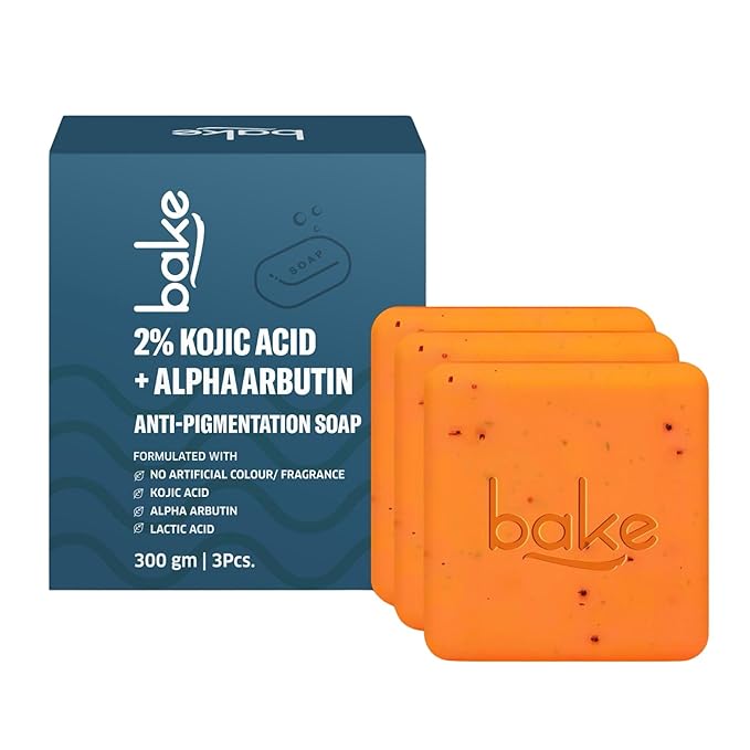 BAKE 2% Kojic Acid Scrub Treatment Soap (1 Pcs) with Alpha Arbutin, Lactic Acid & Niacinamide | For Pigmentation, Dark Spots, Tan Removal, Brightens Underarms | Soap for Women & Men |