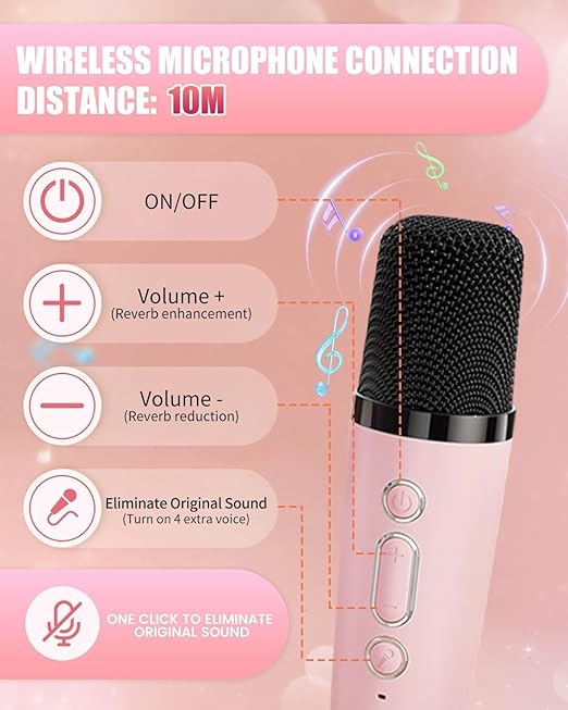 Shatanuvart Export Rechargeable Wireless Mini Portable Bluetooth Karaoke Machine with Microphone and LED Lights - Bluetooth Speaker for Kids' Music Singing Toys, Birthday Gift Ideas for Boys (Mix)