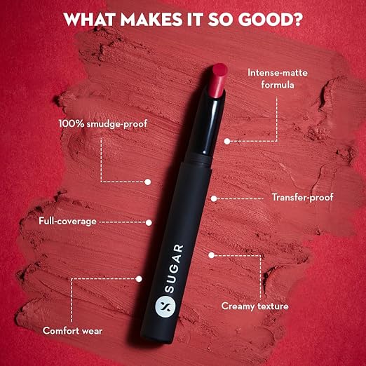 SUGAR Cosmetics Matte Attack Lipstick for Women | Transferproof & Smudgeproof | Lasts upto 12hrs | Enriched With Jojoba Oil | 2gm - Plums N Roses