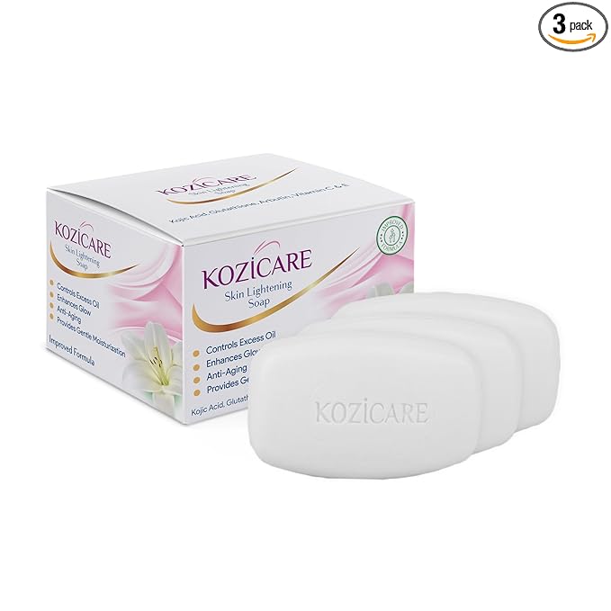 Kozicare Kojic Acid Soap & Glutathione Soap | Whitening Soap | Body Tan Removal Soap | Bath Soap for Men & Women | Remove Dark Spots & Hyperpigmentation | For Glowing Skin - Pack of 3