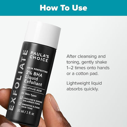 PAULA'S CHOICE SKIN PERFECTING 2% BHA Liquid Salicylic Acid Exfoliant-Facial Exfoliant for Blackheads, Enlarged Pores, Wrinkles, Fine Lines- 30 ml Bottle (Travel Size) (22016)