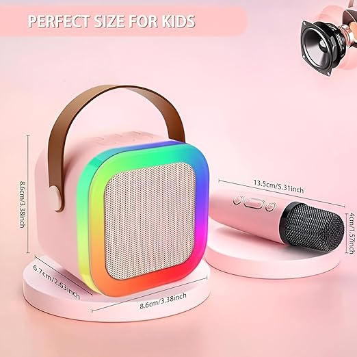 Shatanuvart Export Rechargeable Wireless Mini Portable Bluetooth Karaoke Machine with Microphone and LED Lights - Bluetooth Speaker for Kids' Music Singing Toys, Birthday Gift Ideas for Boys (Mix)