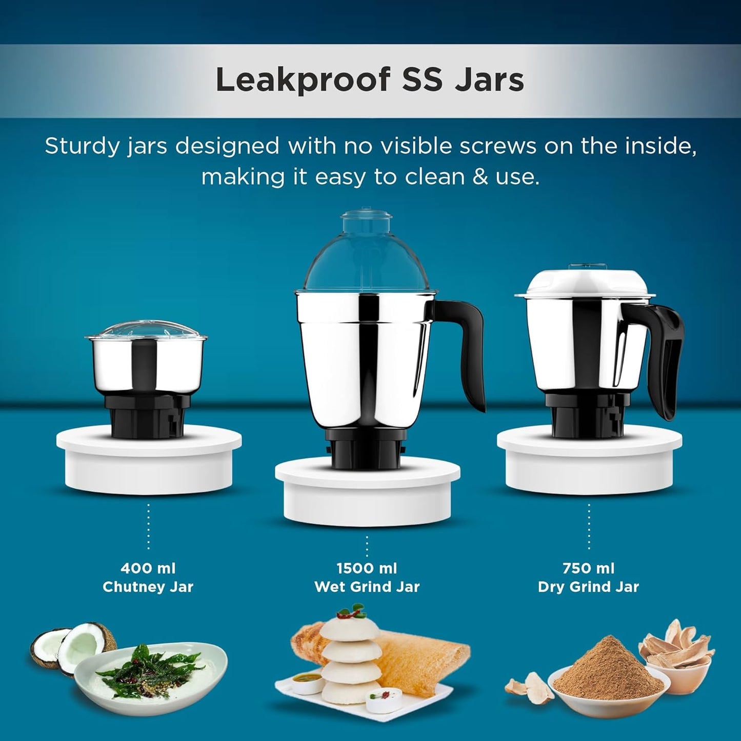 Butterfly Smart Mixer Grinder, 750W, 4 Jars (Grey)